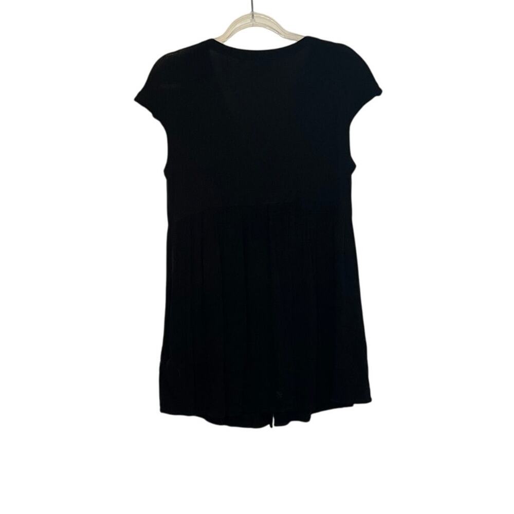 Anthropologie Vanessa Virginia Black Babydoll Tunic Top Pockets Medium Boho - Picture 3 of 3